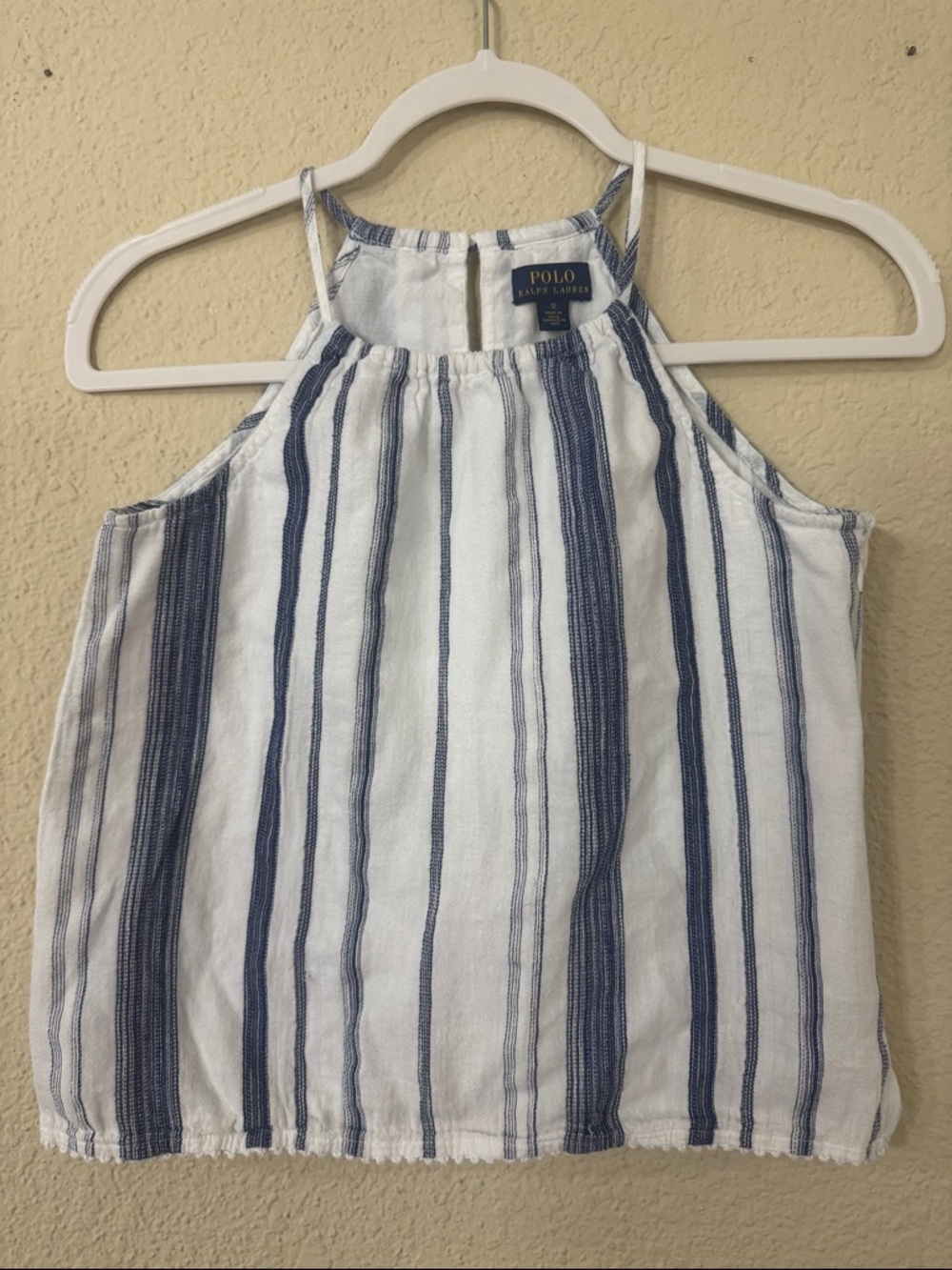 Polo by Ralph Lauren White and Blue Striped Halter Cami